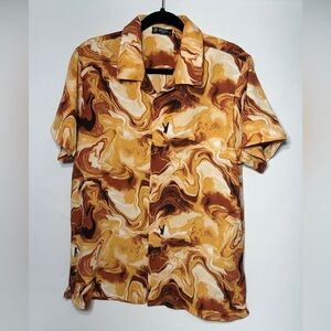 Stylish Swirl Pattern Shirt in Brown and Tan